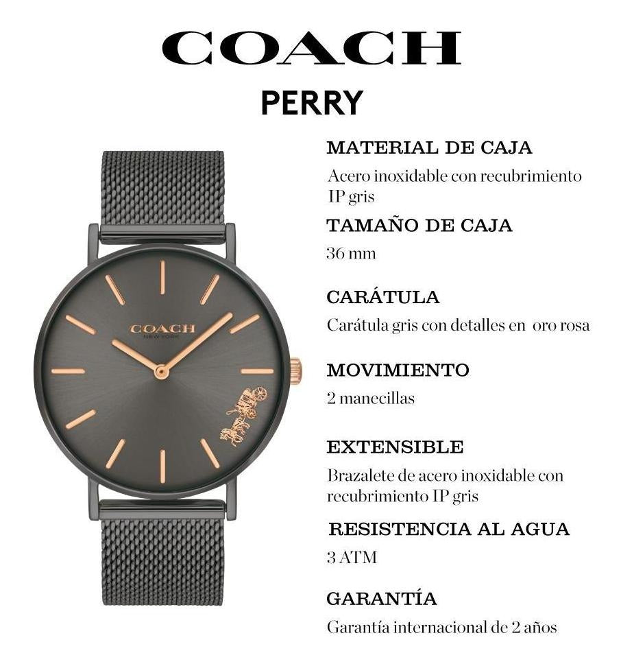 Reloj Coach Mujer Acero Inoxidable 14503127 Perry