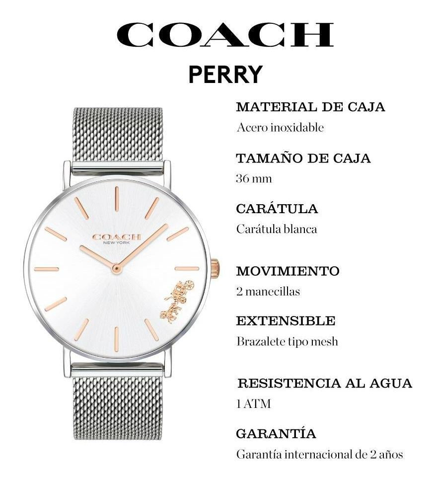 Reloj Coach Mujer Acero Inoxidable 14503124 Perry