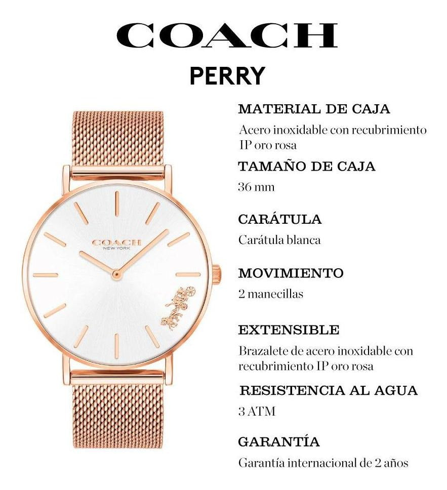 Reloj Coach Mujer Acero Inoxidable 14503126 Perry